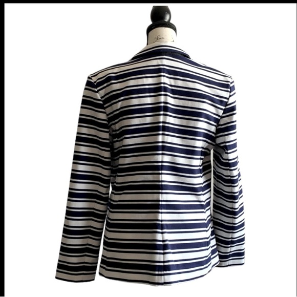 Express White and Navy Blue Striped Jacket Blazer - Picture 6 of 10